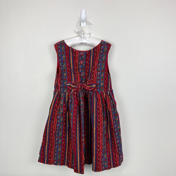Vintage Red and Blue Striped Kids Dress - Picture 5 of 8